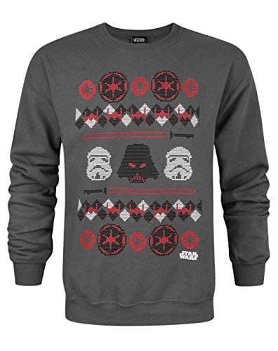 Image of Star Wars Darth Vader Fair Isle Christmas Men's Sweater Charcoal