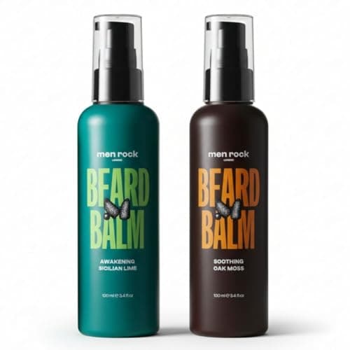 Image of Men Rock Beard Balm Duo Set – Awakening & Soothing Leave-In Beard Conditioner and Softener, Hydrates Beard & Skin, Sicilian Lime & Oak Moss, 2 × 100 ml