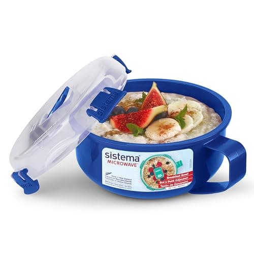 Image of Sistema Microwave Breakfast Bowl | Round Microwave Container with Lid | 850 ml | BPA-Free | Assorted Colours (Varies by Pack)