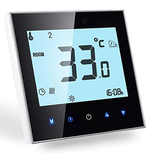 Image of WiFi Smart Thermostat Compatible with Alexa Google Home-Wireless Room Thermostat for Boiler Gas Heating, LCD Touch Screen programmable Temperature Controller 3A(Black)