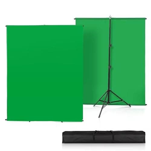 Image of LUMIRO Green Screen Backdrop Kit with Stand, 200x240 cm Portable Photography Background with Stand and Carrying Bag for Streaming, Gaming, Zoom (2x 2.4)