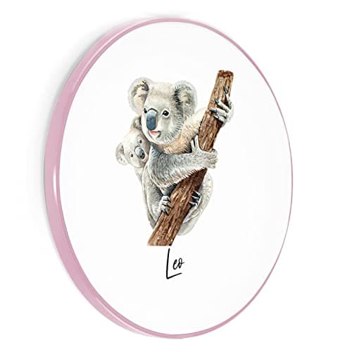 Image of Personalised Wireless Charger For Qi Enabled Phones, Koala with Pink Edge with Name