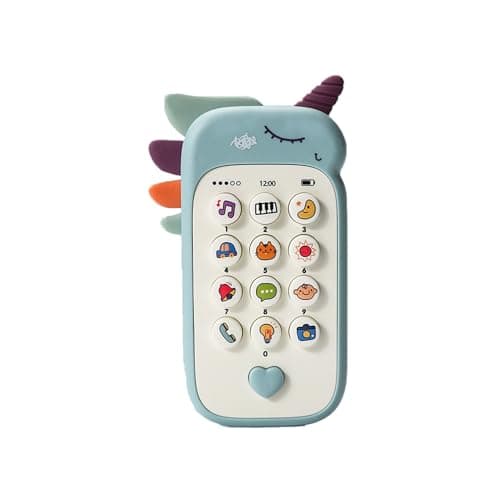 Image of Unicorn Toy Phone for Babies 6-12 Months, Interactive Learning Phone with Music, Lights & Teether, Baby Toys 1 Year Old Girl Gifts, First Birthday Present for Toddlers Age 1, 2, 3 (Blue)