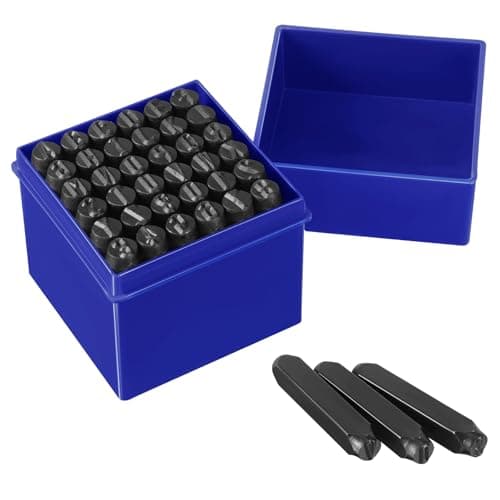 Image of Gueenky 36 Pcs Number and Letter Punch Set, 8mm Metal Stamping Tool Set, A-Z, 0-9, &, Letter Number and Symbols Stamp Punch for Stamping Metal Wood Plastic Leather
