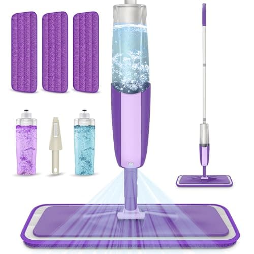Image of Spray Mops for Cleaning Floors - MEXERRIS Floor Mop with 3 Reusable Pads 2 Refillable Bottles - 360°Rotatable Wet Dry Kitchen Mop Hardwood Floor Mops for Wood Laminate Wood Tiles Floors Cleaning