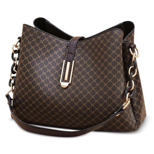Image of FORRICA Shoulder Bag Women Handbag Retro Crossbody Bag Ladies Cross Body PU Leather with 3 Large Pockets for Work Dating Shopping Brown