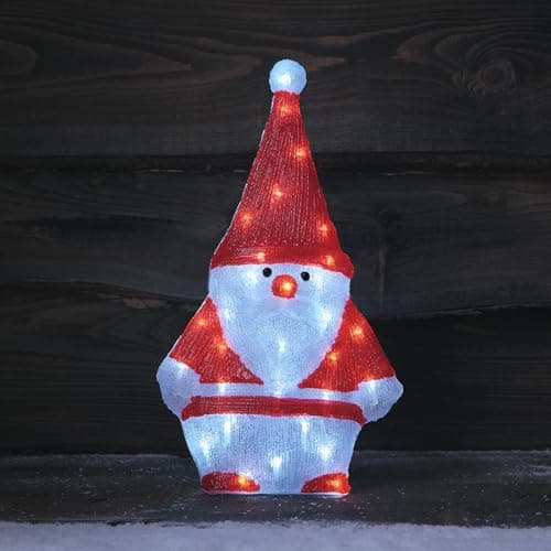 Image of Lights4fun Outdoor Christmas Figure Light Up LED Acrylic Santa Claus Plug In Garden Decoration with Timer 51cm