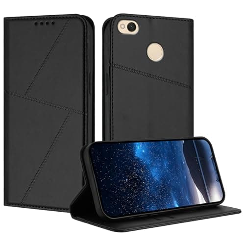 Image of Jiajihua Cover Compatible with Huawei P10 Lite (2017),Compatible with Huawei P10 Lite (2017) Magnetic Closure [PU Leather + Phone Case] Wallet Card Slot Flip Stand Black