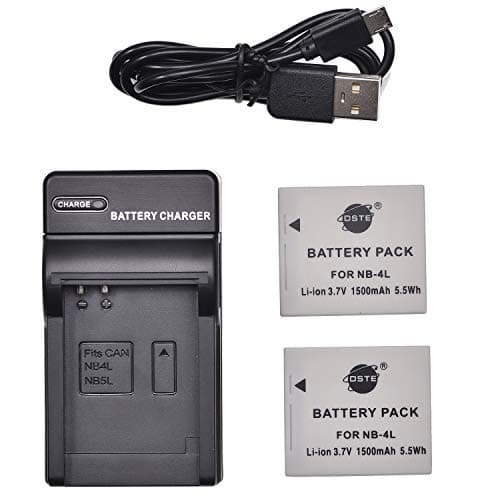 Image of DSTE NB-4L NB-4LH Camera Battery (2-pack) and Charger Compatible with Canon PowerShot SD200 SD300 SD400 SD430 SD450 SD600 SD630 SD750