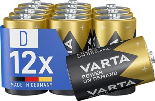 Image of VARTA Batteries D Mono, Pack of 12, Power on Demand, Alkaline, Storage Pack, Smart, Flexible, Powerful, Ideal for Computer Accessories, Smart Home devices, Made in Germany