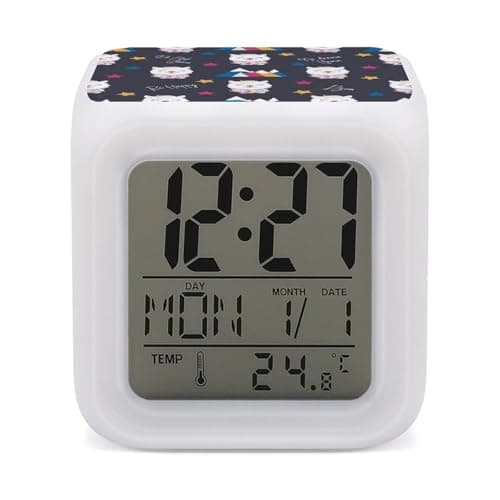 Image of Kids Alarm Clock,Cartoon Llama Alpaca7 Color Night Light Digital Alarm Clock Wake Up Clock for Bedroom,Office and Home Decor
