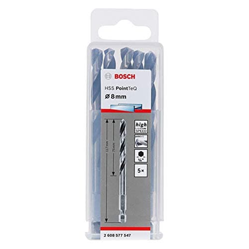 Image of Bosch Professional 10pc PointTeQ Hex Drill Bit (for Metal, Ø: 8.0 mm, Total Length: 117 mm, ¼’’ Hex Shank, Accessory for Impact Drivers and Drill Drivers)