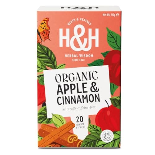 Image of Heath & Heather - Organic Apple & Cinnamon Tea • Warming Fruit & Spice Infusion • Naturally Caffeine-Free • Vegan • Comforting & Aromatic • 20 Tea Bags