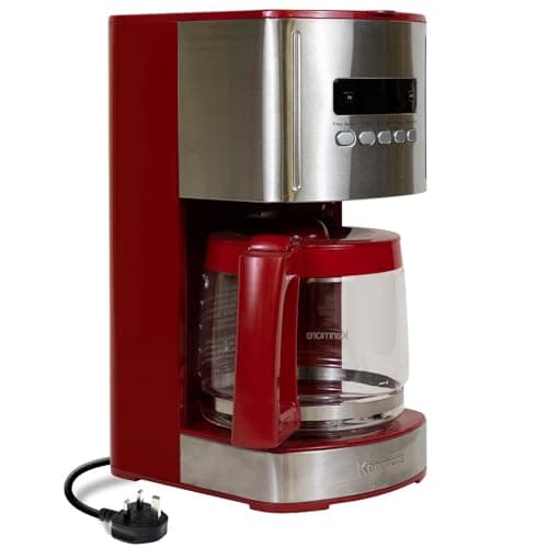 Image of Kenmore Filter Coffee Machines 12-Cup Drip Coffee Makers with 1.8L Glass Pot for Ground Coffee Digital Display Programmable Timer Reusable Filter Warming Plate Auto Shut Off Kitchen Appliances Red