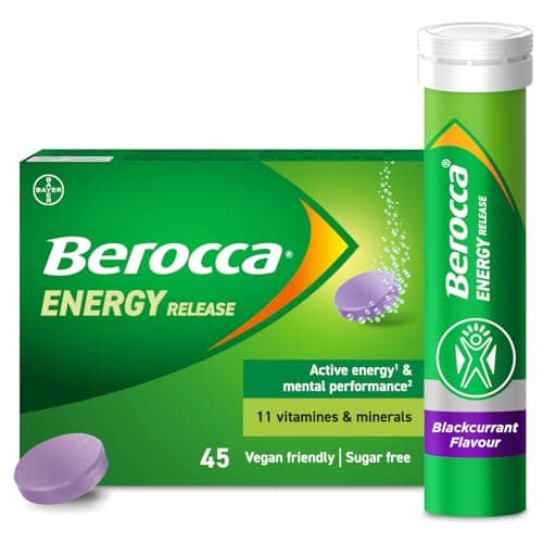 Image of Berocca Vitamin C Effervescent Tablets - Including B Vitamins, Magnesium, Calcium & Zinc - Support Energy Release & Immune System - 45 Tablets - Blackcurrant Flavour