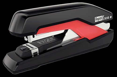Image of Rapid Supreme Omnipress SO60 Full Strip Stapler, 60 Sheet Capacity, Low Effort Stapling, Super Flat Clinch Stapling, Includes Staples, Black/Red, 5000553