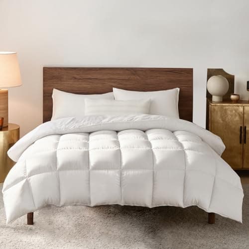 Image of D & G THE DUCK AND GOOSE CO 10.5 Tog King Size Down & Feather Duvet – 100% Cotton Downproof Fabric, Premium Box-Stitch Design, Machine Washable