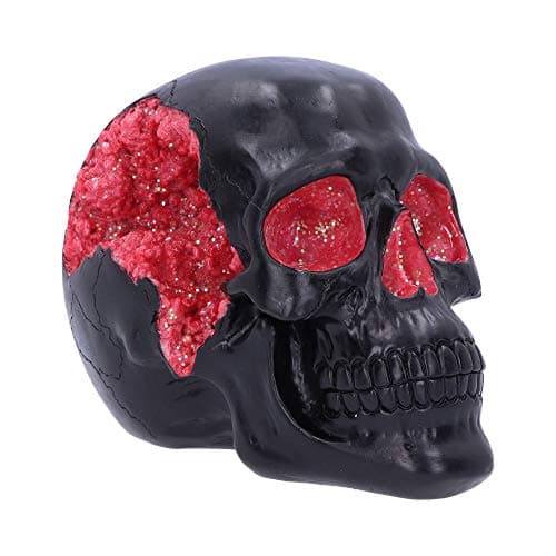 Image of Nemesis Now Geode Black Red Gothic Glitter Skull Figurine, Polyresin, 17cm
