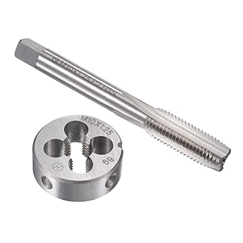 Image of sourcing map M10 x 1.25mm Metric Tap and Die Set, Machine Thread Screw Tap with Round Threading Die, Tap & Die Kit for Nut Screw Bolt Thread Repair