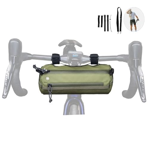 Image of Lumiere & Co. Bike Handlebar Bag - Durable, Multiple-Size Options and Multi-Color Options -Dual Elastic Straps, Clips & Hook & Loop Attachments (Medium, Green)