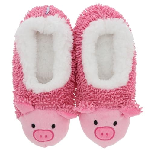 Image of Snoozies! Whimsical Critters Super Soft Sherpa Fleece Ladies House Slippers UK Sizes 3-9 - Cat, Dogs, Frogs & Pigs! (Pig, UK Footwear Size System, Adult, Women, Alpha, Medium, Small)