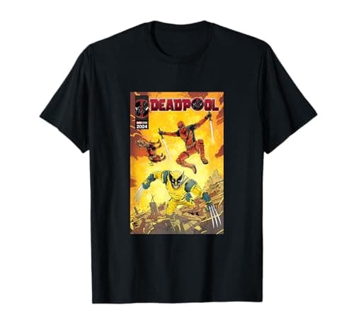 Image of Marvel Deadpool & Wolverine Ready For Action With Dogpool T-Shirt