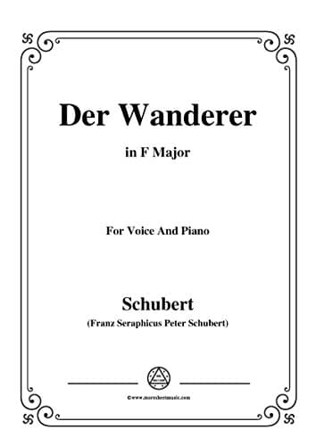 Image of Schubert-Der Wanderer,Op.65 No.2,in F Major,for Voice&Piano (French Edition)