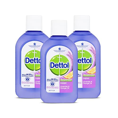 Image of Dettol Antibacterial Disinfectant Liquid, Concentrated Cleaner, Kills 99.9% of Bacteria & Viruses, Lavender and Orange, Pack of 3 x 500ml, Total 1.5L