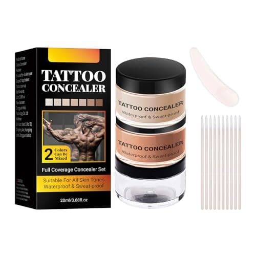 Image of Tattoo Cover Up Makeup Tattoo Concealer – Waterproof Full Coverage Body Makeup for Scars, Blemishes & Tattoos, Natural Long-Lasting Formula with 2 Blendable Shades