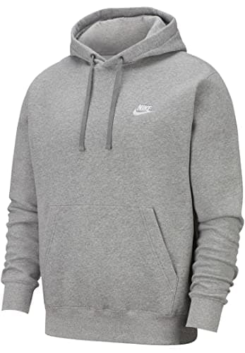 Image of NIKE Men's M Nsw Club Po Bb Hoodie, Dk Grey Heather/Matte Silver/(White), L UK