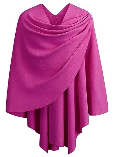 Image of PULI Womens Poncho Shawl Wrap Finely Draped Knitted Cape Cardigan Cross Front Scarf