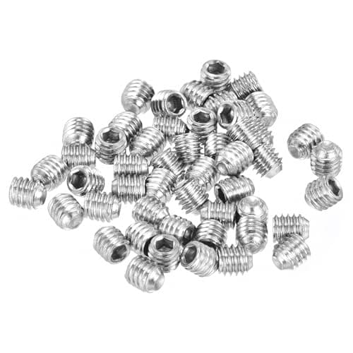 Image of sourcing map Socket Set Screws,50Pcs M4x4mm Metric - 304 Stainless Steel Hex Socket Set Headless Cup Point Grub Screws, for Repairing Compact Instruments, Machinery and Equipment (Silver)