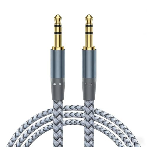Image of Aux Cable 3.5mm –1.2M- Nylon Braided Aux Cord Lead for Car, Headphone, iPhone, iPad, iPod, Samsung, MP3 Player, Smartphone, Echo Dot, Tablet, Home Stereos, Laptop (1.2M)