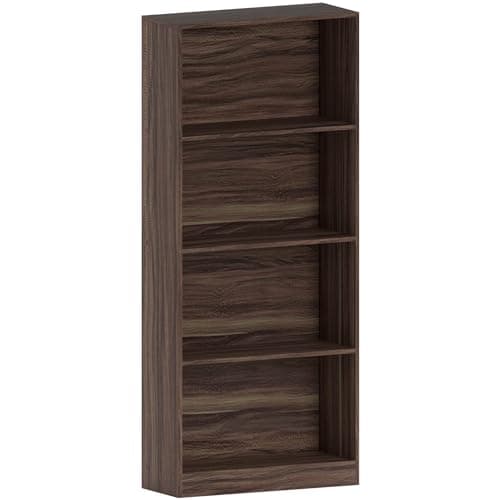 Image of Vida Designs Cambridge 4 Tier Large Bookcase, Walnut Wooden Shelving Display Storage Unit Office Living Room Furniture