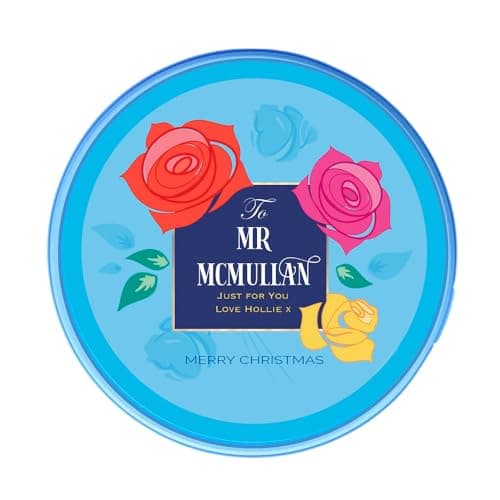 Image of Personalised Chocolate Tub Label, Christmas Chocolates, Gift, Stocking Filler, Secret Santa, Teacher Gift, Family, Work, Roses Sweets
