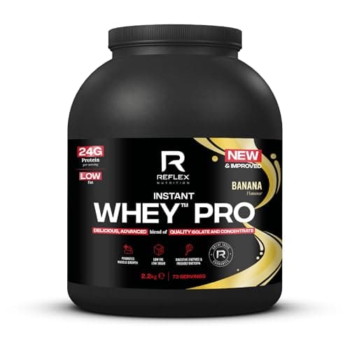 Image of Reflex Nutrition Instant Whey™ Pro - 80% Whey Protein Powder, Low Fat, Low Sugars - Thin Textured Protein Shake for Post Workout Muscle Growth or Tasty Protein Snack (Banana, 2.2kg, 77 servings)