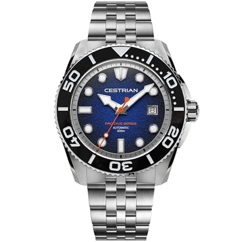 Image of Cestrian Pro Dive 42mm Automatic Men’s Watch – Blue Fumé Dial, 316L Stainless Steel Case & Bracelet, 300m Water Resistant