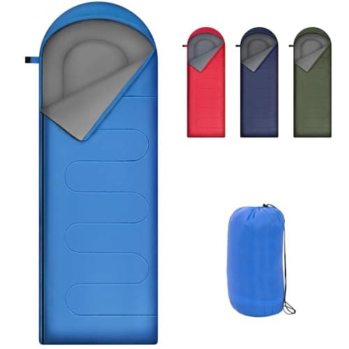 Image of Warmiehomy Sleeping Bags for Adults & Kids Sleeping Bag, Ultralight Backpacking Sleeping Bag Cold Weather & Warm, Warm Compact Mummy Sleeping Bags, Waterproof Camping Blanket for Hiking Fishing, Blue