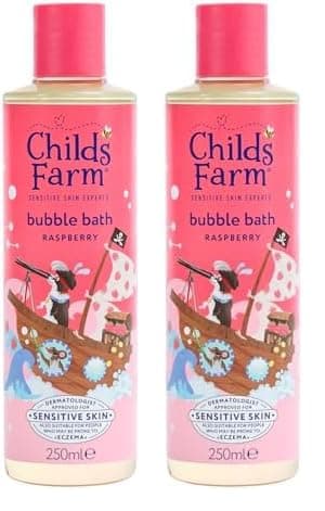 Image of Childs Farm Kids Bubble Bath, Raspberry | Gently Cleanses & Soothes | Suitable for Dry, Sensitive Skin, 250ml (Pack of 2)