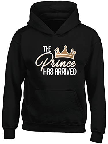 Image of Hippowarehouse The Prince Has Arrived Kids Children's Unisex Hoodie Hooded top Black