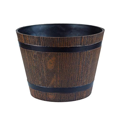 Image of simpa Homestead Brown Half Barrel Indoor/Outdoor Cask Planter - Small, 17cm (H) x 23cm (Dia) - Single Pot.