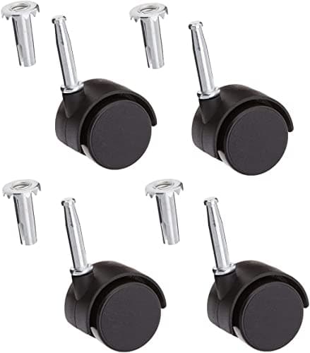 Image of STOREX 4 X 360 Degree Rotated Win Wheels Castors With Inserts For Divan Bed Base Sofa Settee Office Chair (Black)