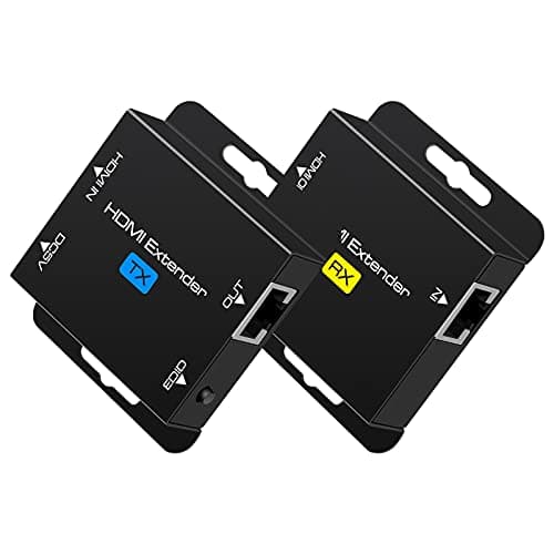 Image of HDMI Extender Over ethernet Cat5e Cat6 200FT HDMI Ethernet Adapter Transmitter Sender Receiver Repeater Balun Support 1080P@60Hz 3D POC Copy EDID Up to 1920x1200