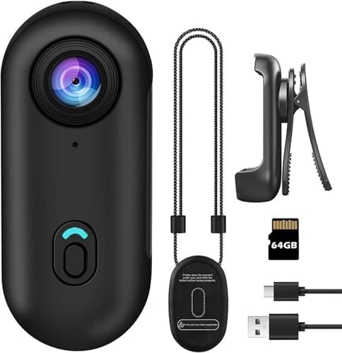 Image of 4k Action Camera, Portable Vlogging Camera with 64GB/128GB Memory Card, Thumb Size Hands-Free Recording, 4K/1080P Ultra HD Video, Waterproof Case for Daily Use (1080P Basic Kit + 64GB Memory Card)
