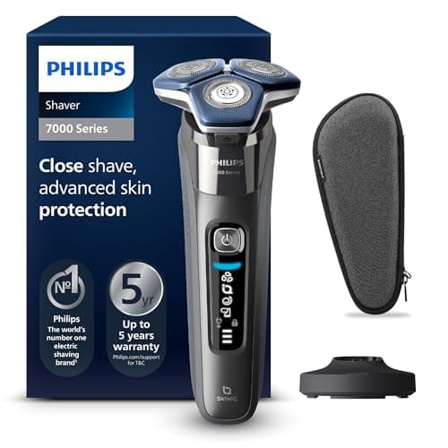 Image of Philips Shaver Series 7000 - Wet & Dry Mens Electric Shaver with SkinIQ Technology, Pop-up Trimmer, Charging Stand, Travel Case and Cleaning Brush (Model S7887/35)