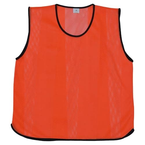 Image of 10 X Training Bibs Mesh Football Training Equipment Sports Vest - Quick Dry Football Bibs Adult For Netball, Cricket, Basketball or Rugby - Ideal Team Practice Vest (Youth Size, Orange)