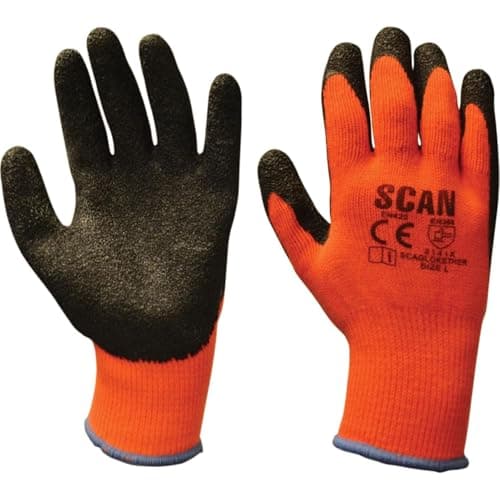 Image of Scan Orange Knitshell Thermal Work Gloves L Pack of 3