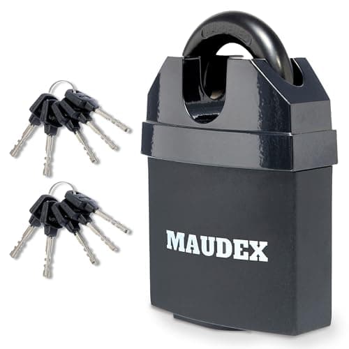 Image of Maudex® MDL60 Heavy Duty Padlock with 10 Keys - [Anti Drill, Anti Pick Cylinder] - [Closed Shackle] - Outdoor Padlock for Shed, Gate, Garage, Container