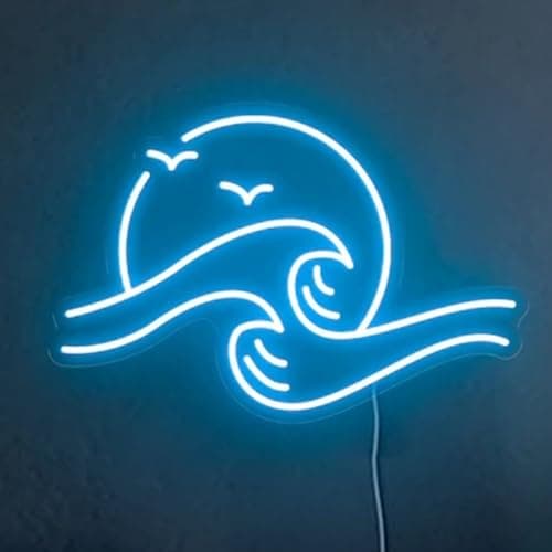 Image of LED Wave Neon Light Game Sign Handmade Lamp for Wall Room Party Home Bar Art Christmas Bedroom Table Wedding Party Desktop Decoration Teen Kids Birthday USB Powered Dimmable(Ice Blue)