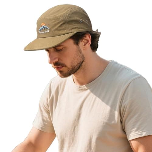 Image of Clakllie Quick Dry Sports Cap Vintage Flat Brim Cap 5 Panel Baseball Caps Jockey Flat Peak Caps Tennis Trucker Hat Urban Street Skateboard Hats,DFB3-Brown